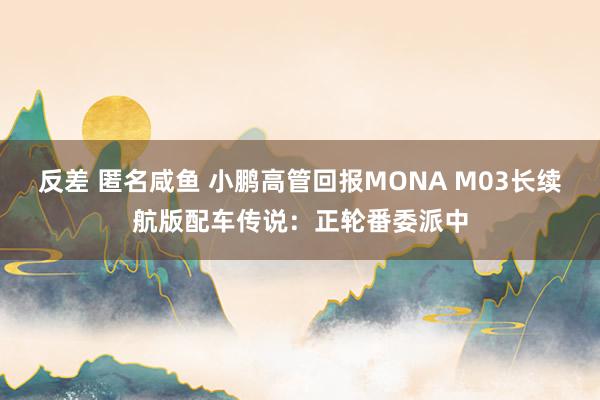 反差 匿名咸鱼 小鹏高管回报MONA M03长续航版配车传说：正轮番委派中