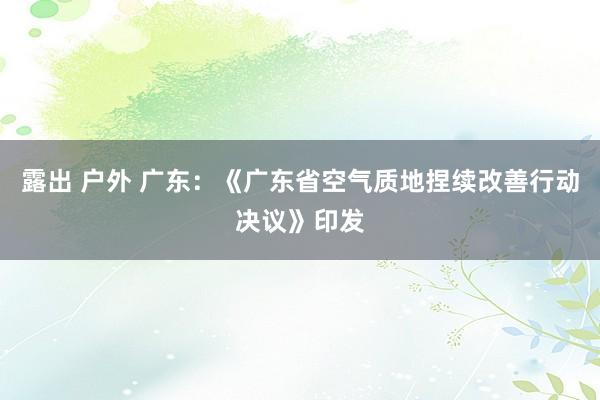 露出 户外 广东：《广东省空气质地捏续改善行动决议》印发