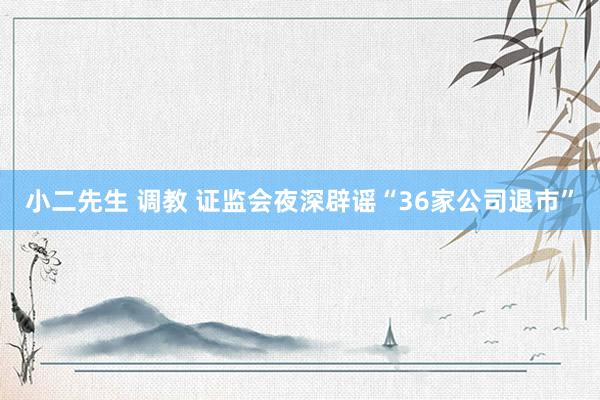 小二先生 调教 证监会夜深辟谣“36家公司退市”