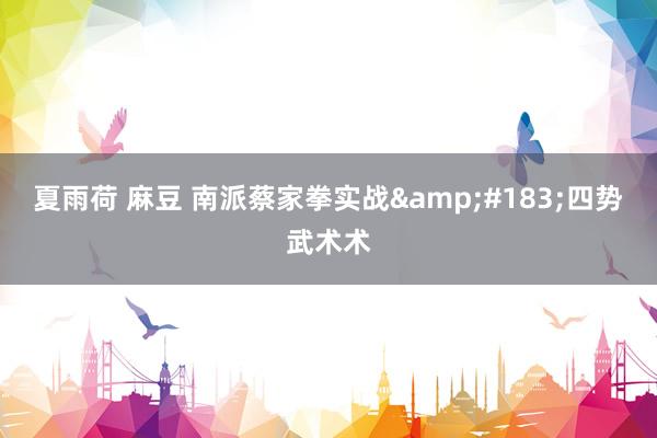 夏雨荷 麻豆 南派蔡家拳实战&#183;四势武术术