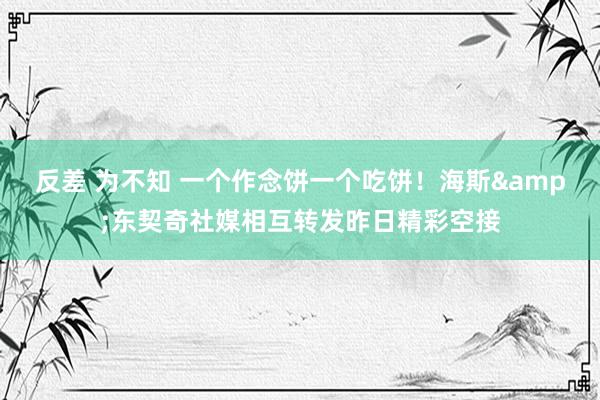 反差 为不知 一个作念饼一个吃饼！海斯&东契奇社媒相互转发昨日精彩空接
