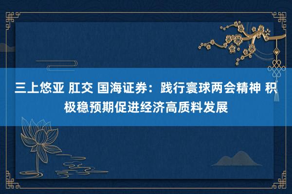 三上悠亚 肛交 国海证券：践行寰球两会精神 积极稳预期促进经济高质料发展