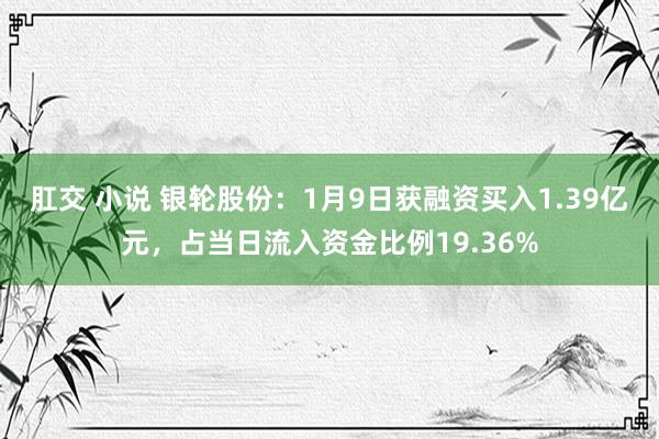 肛交 小说 银轮股份：1月9日获融资买入1.39亿元，占当日流入资金比例19.36%