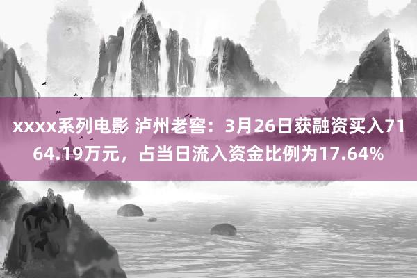 xxxx系列电影 泸州老窖：3月26日获融资买入7164.19万元，占当日流入资金比例为17.64%