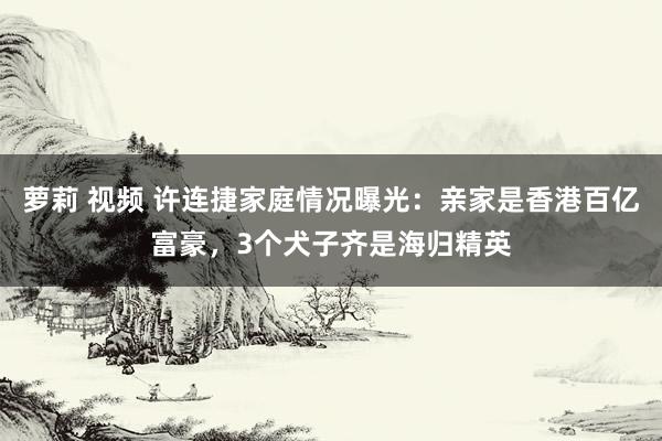 萝莉 视频 许连捷家庭情况曝光：亲家是香港百亿富豪，3个犬子齐是海归精英